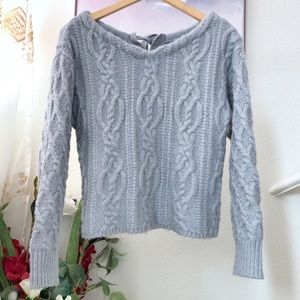 Gray Chenille Knit Tie back Sweater